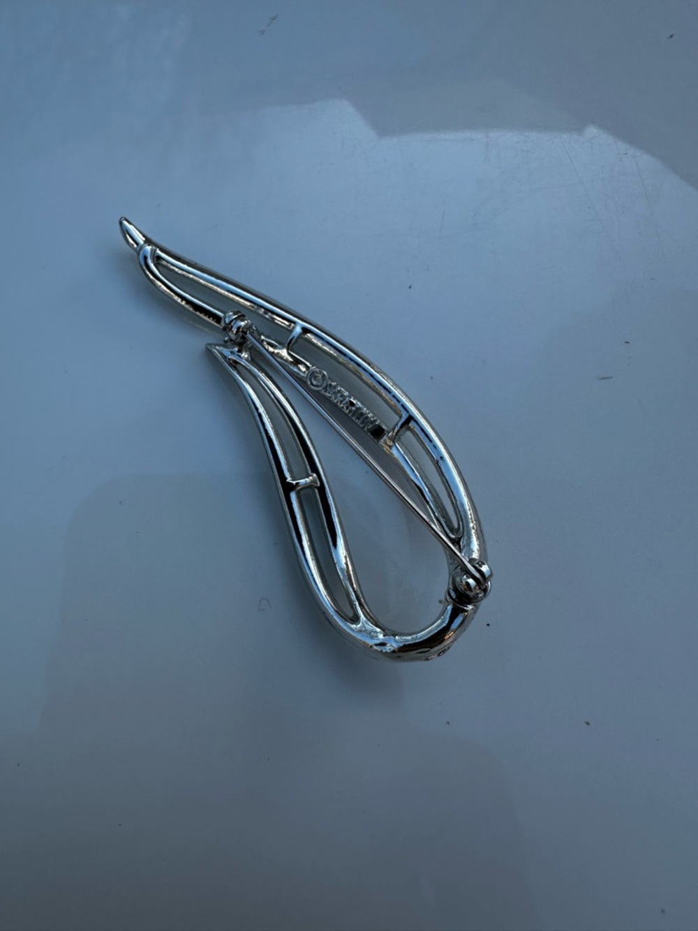 Vintage Sarah Coventry Silver Tone Abstract Leaf Brooch Modernist Pin - Picture 6 of 8